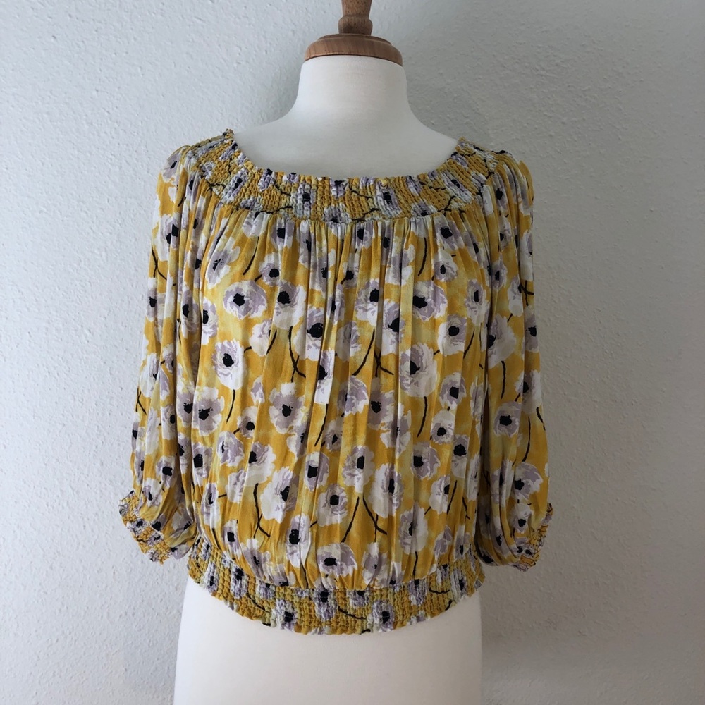 Yellow Floral Off The Shoulder Top